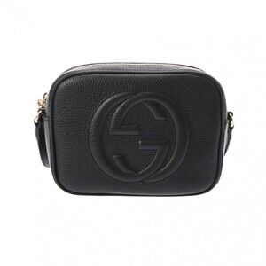Gucci Soho Interlocking GG Black Leather Shoulder Bag